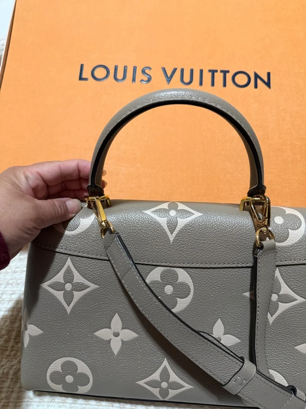 Louis Vuitton Taupe & Cream Monogram Top Handle Satchel - Picture 5 of 10